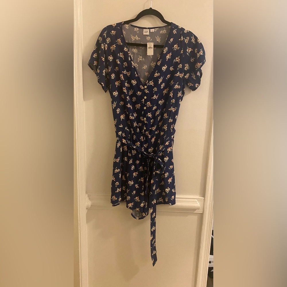 GAP Navy Blue Floral Wrap Romper